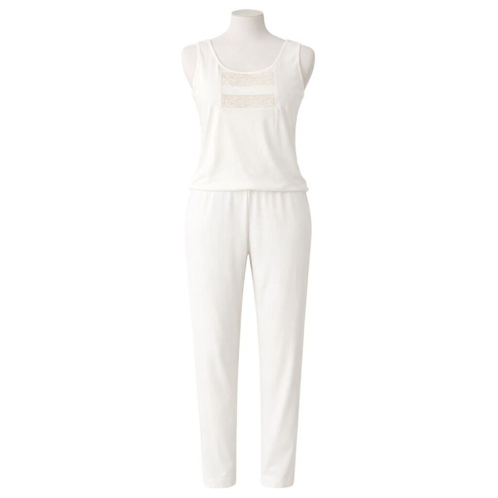 Dressbarn 2 Piece Pant Set Women 8 White‎ Vintage Embroider Sleeveless Rayon USA